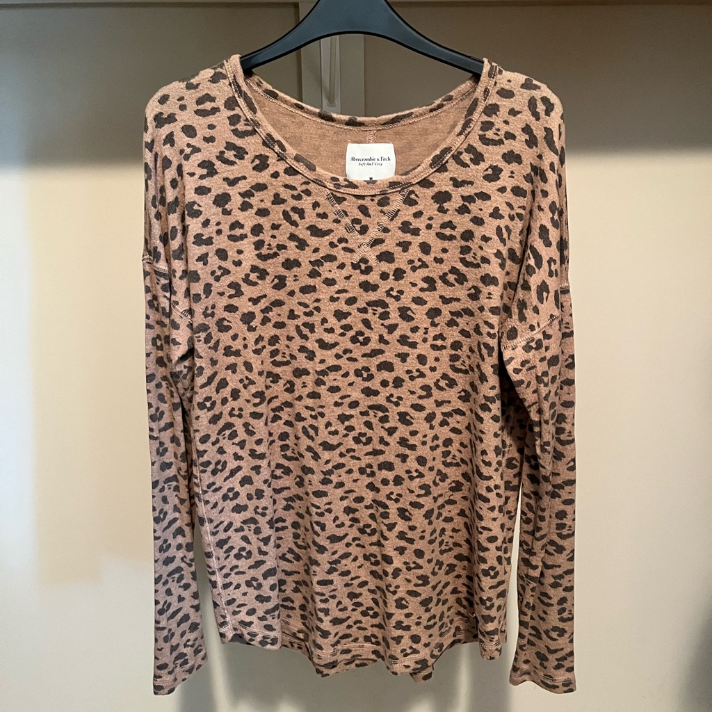 Abercrombie & Fitch Leopard Print Long Sleeve Top - Brown
